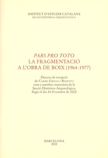Pars prototo la fragmentació a l'obra de Boix (1964-1977)