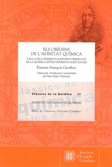 Els orígens de l'afinitat química : taula dels diferents rapports observats en la química entre diferents substàncies