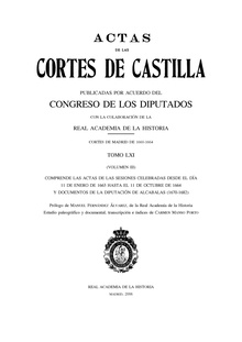 Actas de las Cortes de Castilla. LXI. - 3.º Cortes de Madrid de 1660-1664.