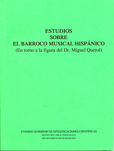 Estudios sobre el barroco musical hispánico