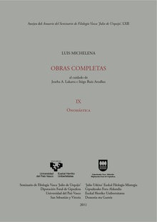 Luis Michelena. Obras completas. IX. Onomástica
