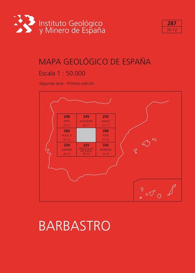 Mapa geológico de España escala 1:50.000. Hoja 287, Barbastro
