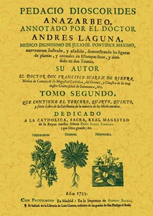 Pedacio Dioscorides Anazarbeo, annotado por el doctor Andres Laguna (tomo 2)