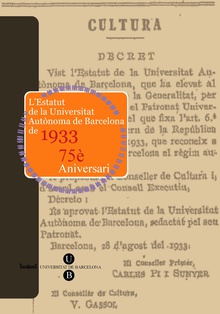 Estatut de la Universitat Autònoma de Barcelona de 1933: 75è aniversari