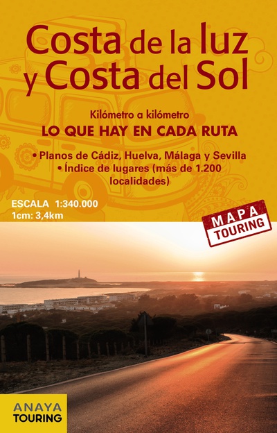Mapa de carreteras de la Costa de la Luz y Costa del Sol (desplegable), escala 1:340.000