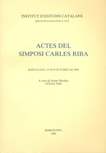 Actes del III Simposi Carles Riba