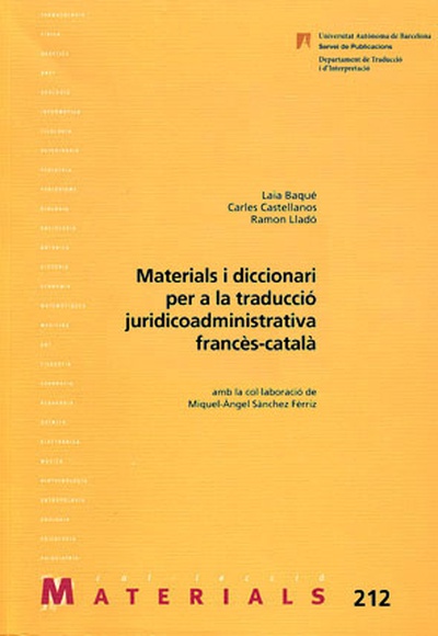 Materials i diccionari per a la traducció juridicoadministrativa francés-català